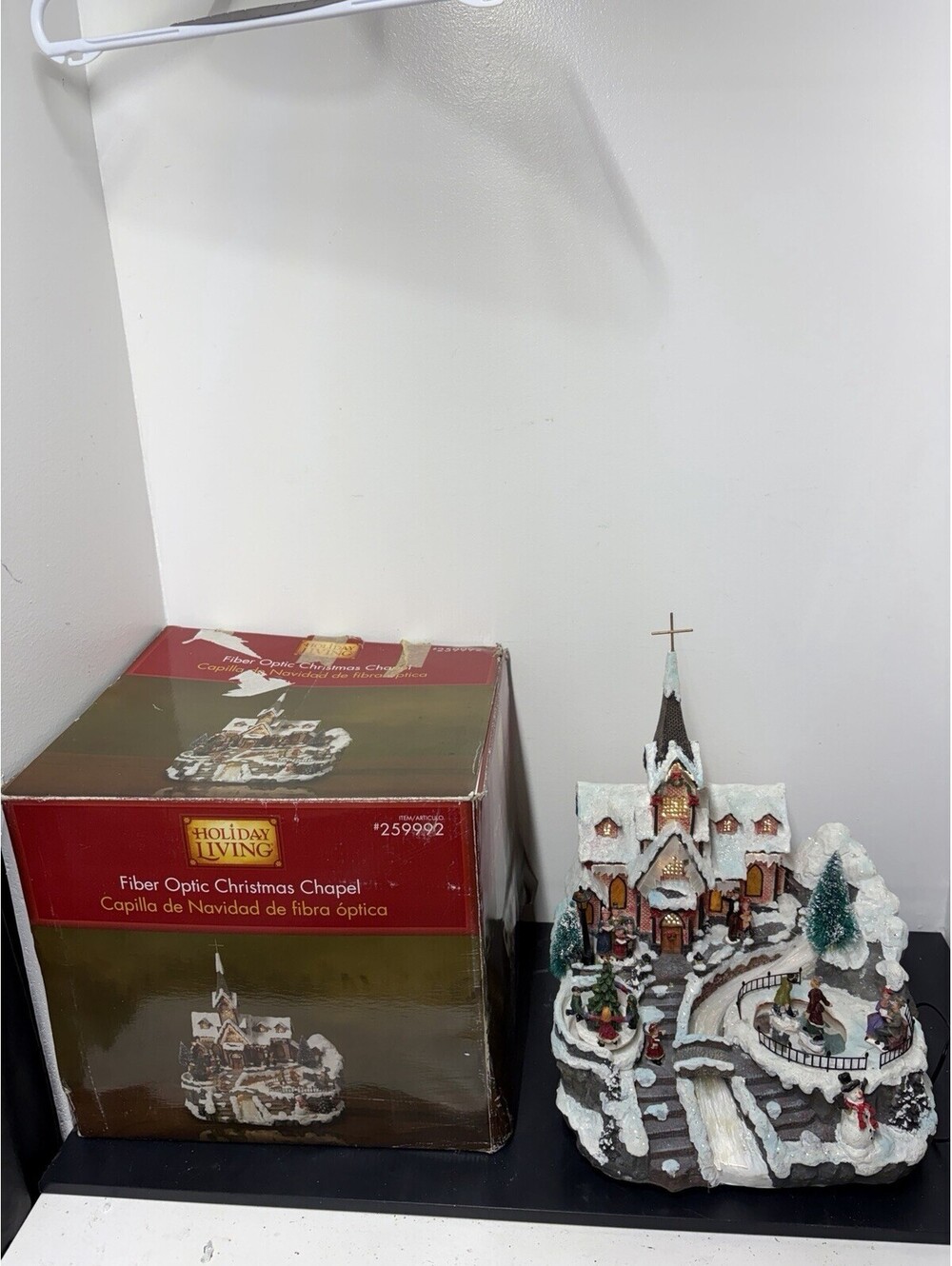 RARE Holiday Living Fiber Optic Christmas Chapel,259992, Rotating Ice Skaters
